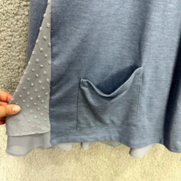 LOGO Lounge Cardigan Womens XS Blue Open Front Drape Pockets Boho Layered Cozy - Picture 4 of 6